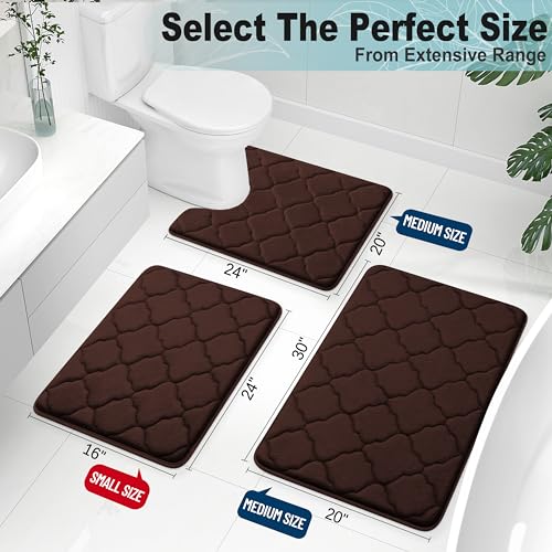 Amazon OLANLY Memory Foam Bath Mat Rug 24x16, Ultra Soft and Absorbent Bathroom Rugs, Non-Slip, Comfortable, Machine Washable Bath Carpet for Bathroom Floor, Tub, Shower and Home Decor Accessories, Brown