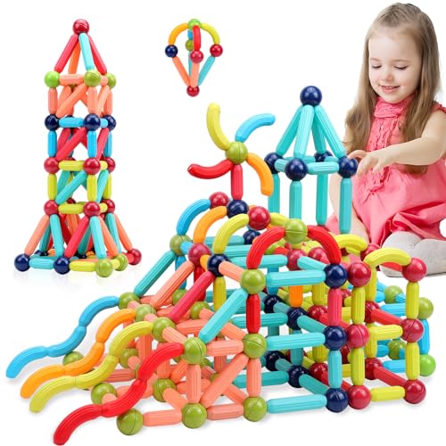 COUOMOXA Magnetic Building Blocks for Kids: 3 4 5 6 7 8+ Years Old STEM Educational Learning Toys for Boys Girls - Age 3+ Montessori Indoor Preschool Game for Toddlers