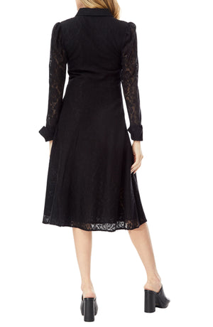 BY DESIGN Ellen Lace Long Sleeve Shirtdress, Alternate, color, Black