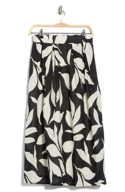 T Tahari Pleated Cotton Pull-On Skirt