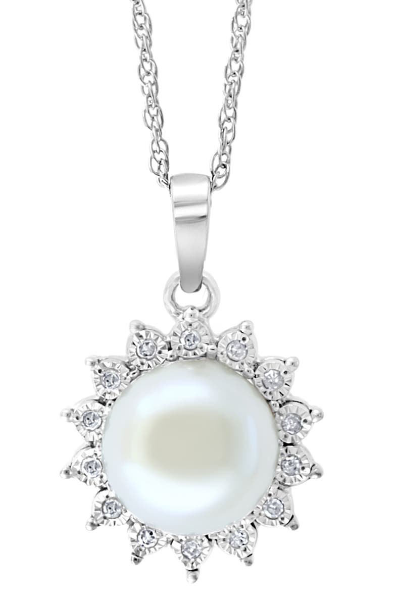 EFFY Diamond & Freshwater Pearl Sun Pendant Necklace