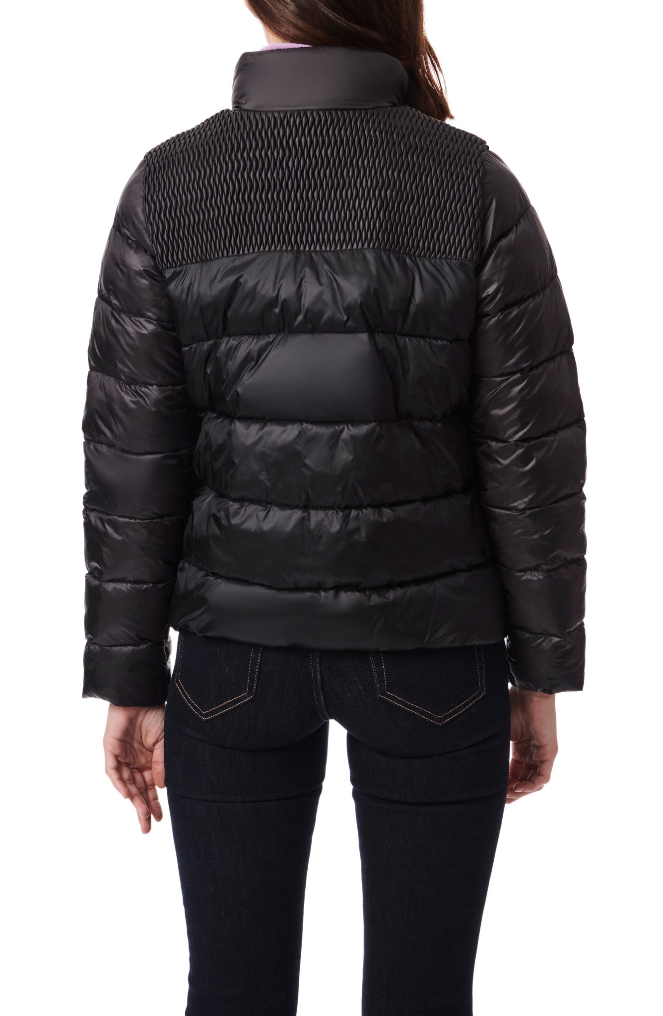 Bernardo Diamond Quilted Puffer Jacket, Alternate, color, Black