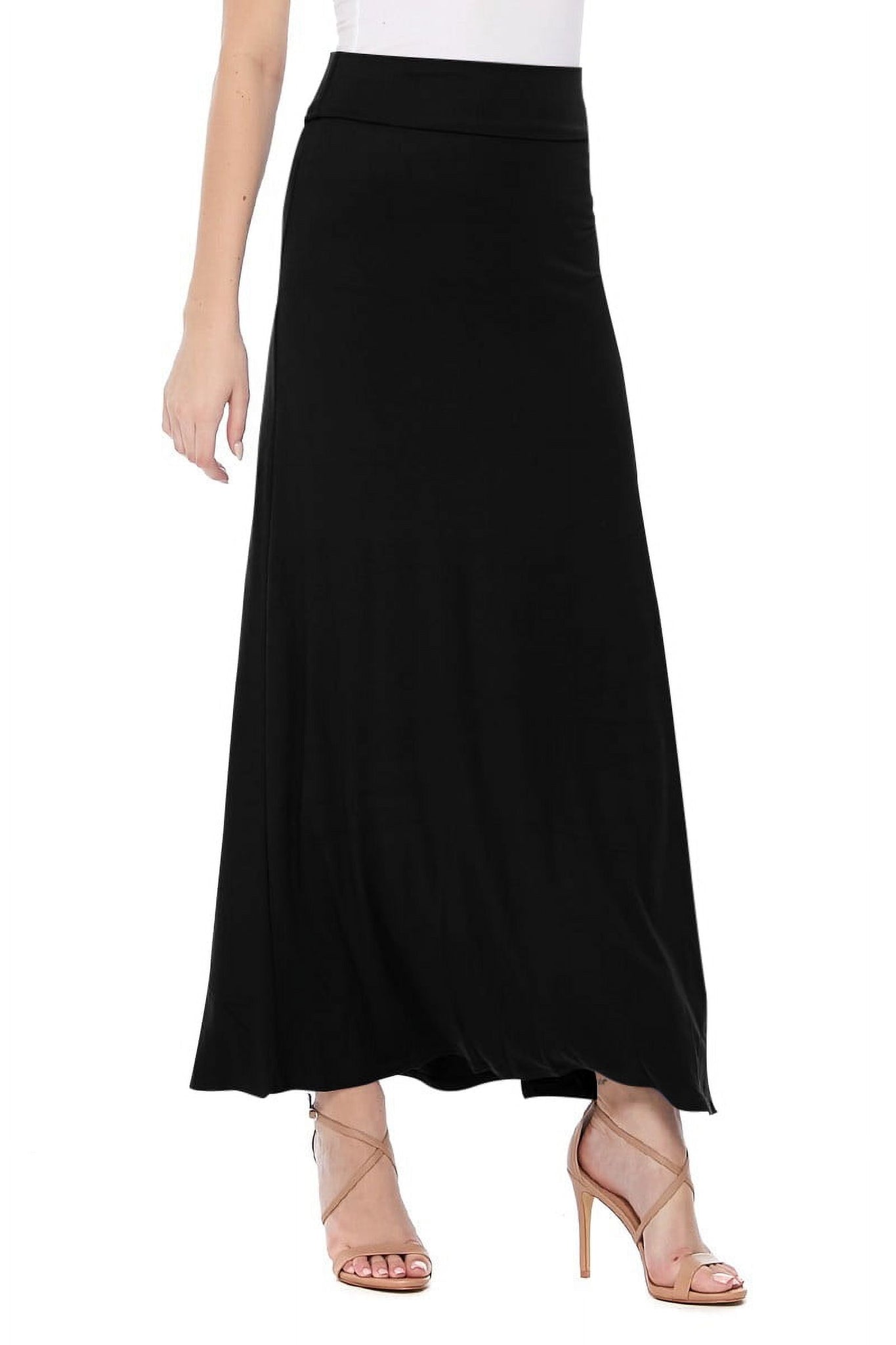 thumbnail image 2 of Women's Casual Foldable Waist Comfy Loose Fit Solid Maxi Skirt S-3XL, 2 of 5