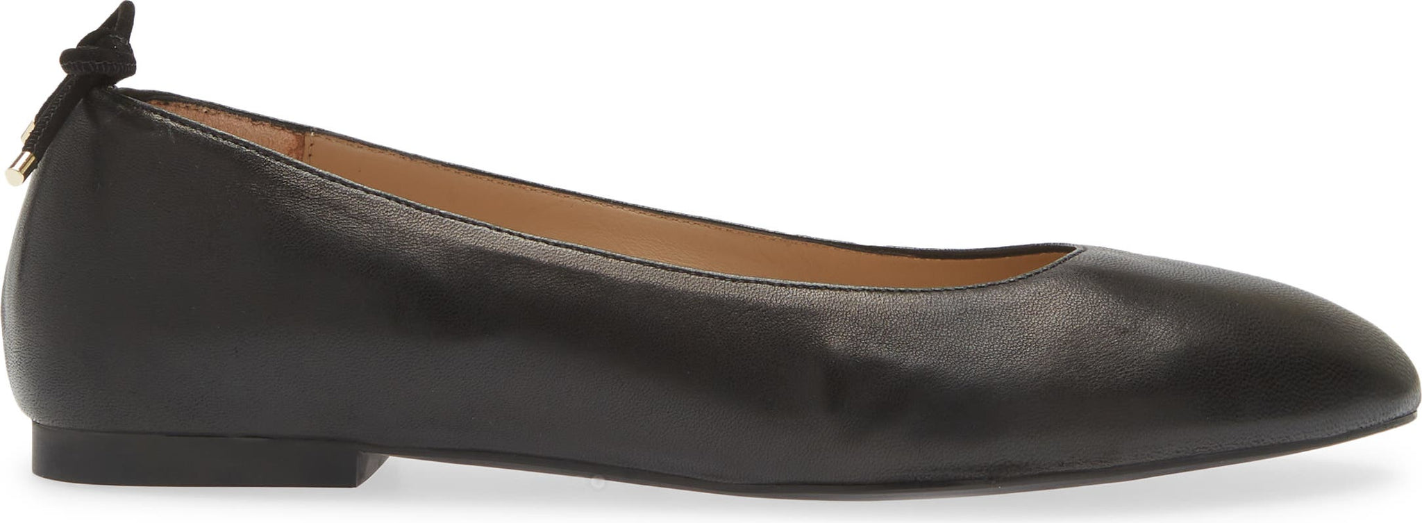 Stuart Weitzman Tieback Flat, Alternate, color, Black Soft Nappa