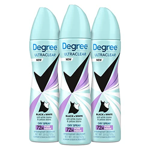 Amazon Degree Antiperspirant Dry Spray Pure Fresh 3 Count Anti White Marks and Yellow Stains Deodorant for Women 3.8 oz(Pack of 3)