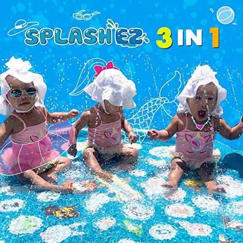 SplashEZ 3-in-1 Splash Pad, Sprinkler for Kids and Baby Pool for Learning – Toddler Sprinkler Pool, 60’’ Outside Water Toys – “from A to Z” Outdoor Play Mat for Babies & Toddlers