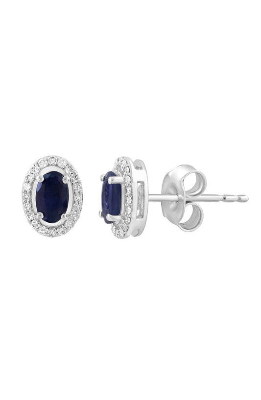 EFFY Sterling Silver Sapphire & Diamond Stud Earrings