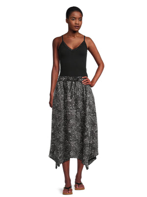Time and Tru Women's Handkerchief Hem Midi Skirt with Drawcord, Sizes XS-XXL - image 2 of 5