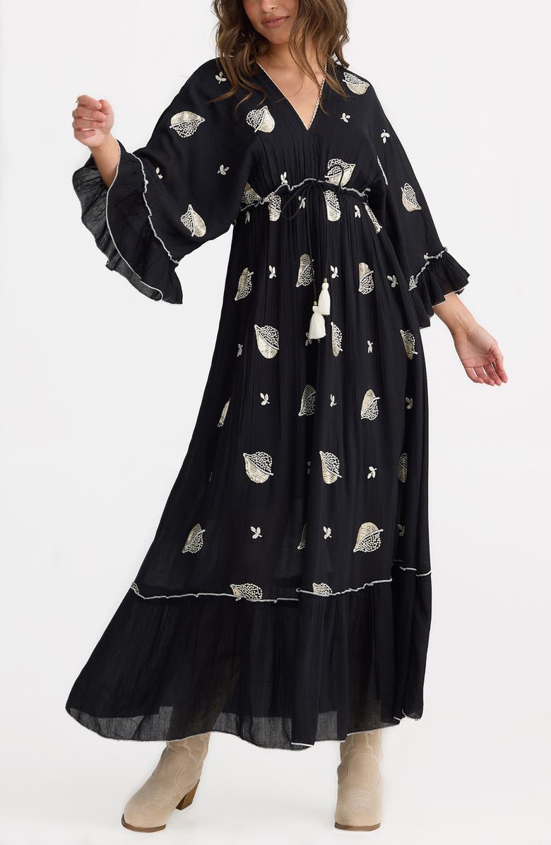 Talisman the Label Ebony Embellished Long Sleeve Maxi Dress