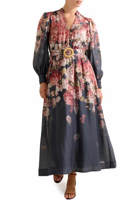 Flutter Sleeve Pleated Midi Dress