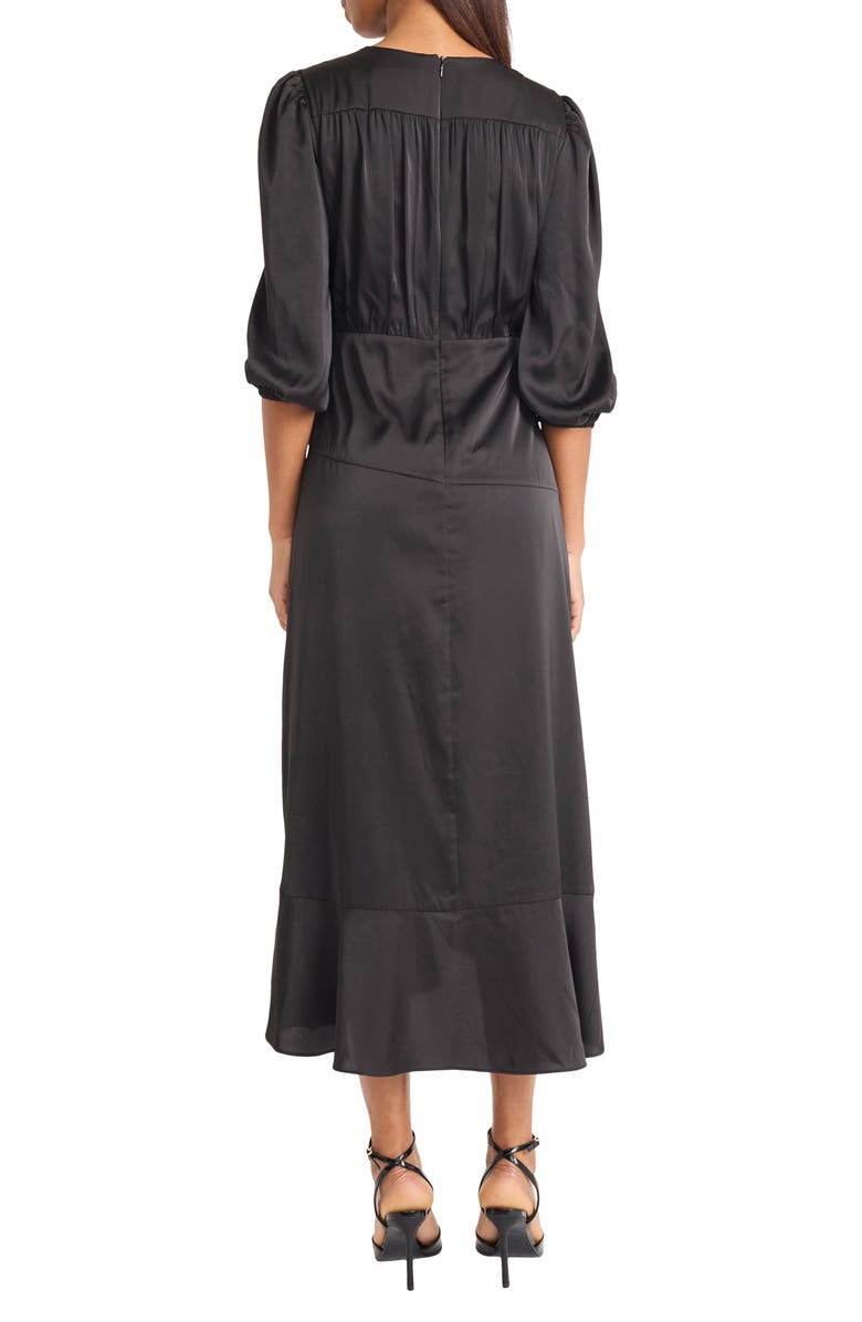 Donna Morgan Front Tie Satin Midi Dress