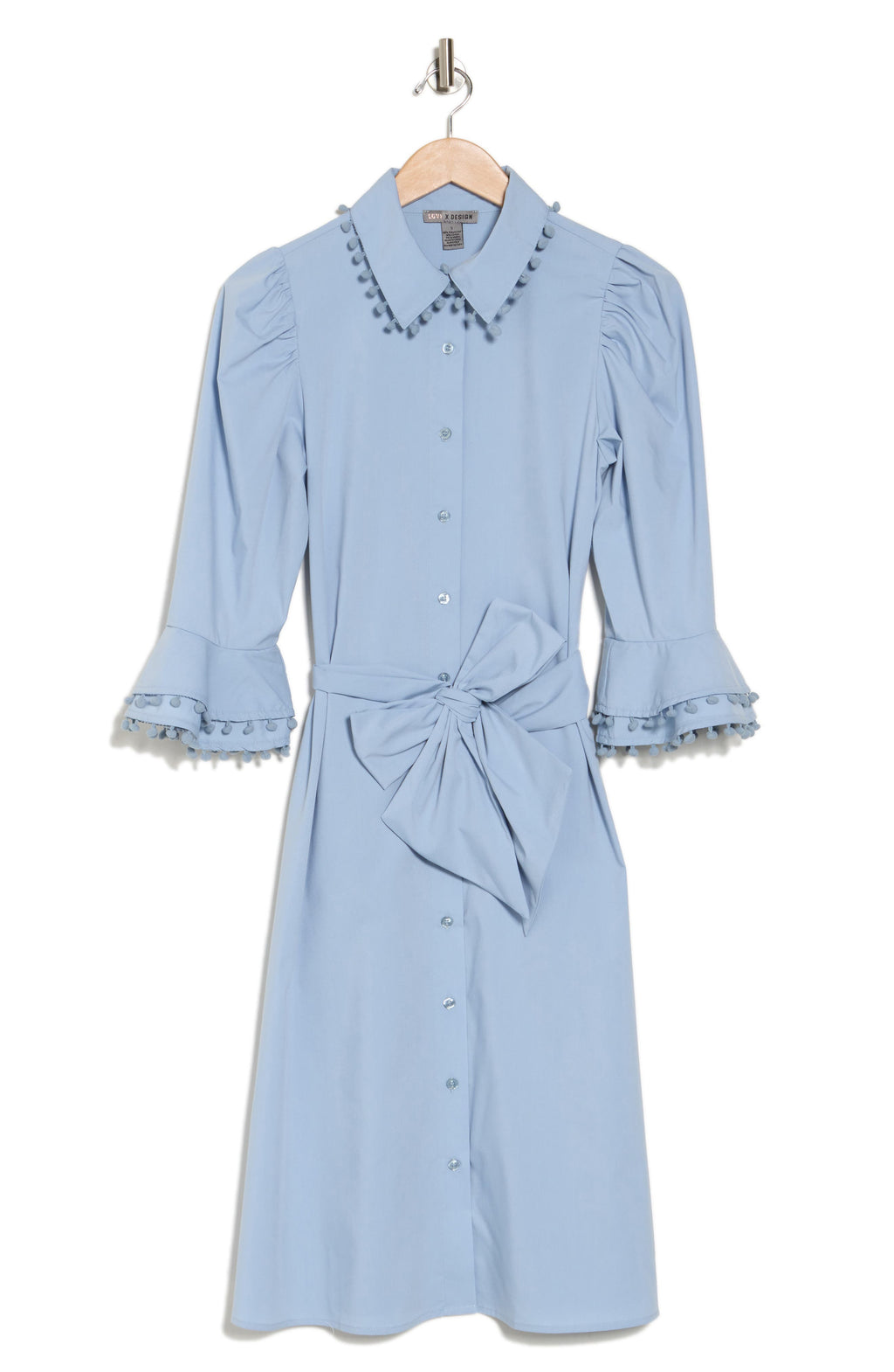 BY DESIGN Lucia Stretch Cotton Poplin Shirtdress, Alternate, color, Dusty Blue