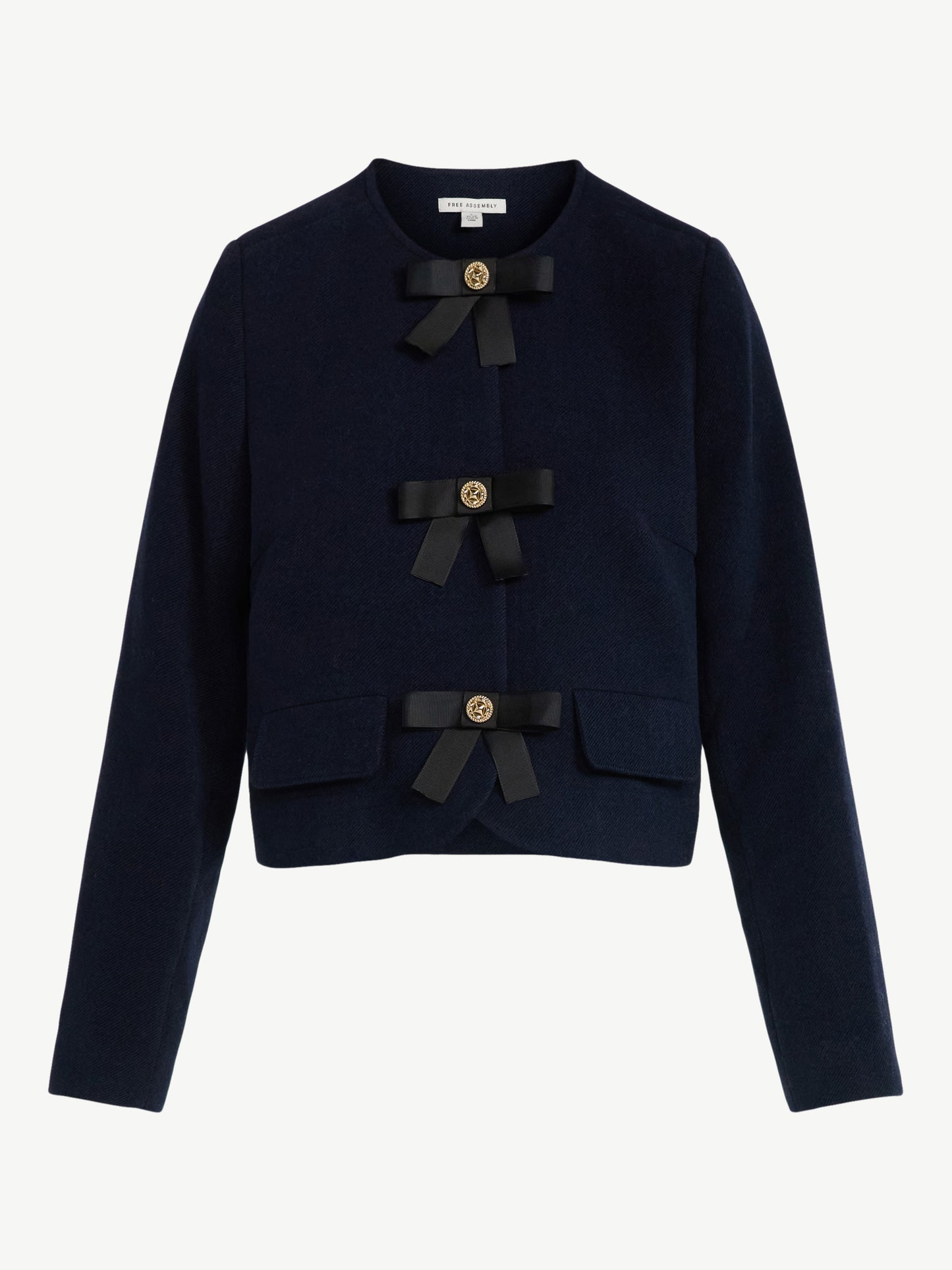 Walmart Free Assembly Women's Bow Front Cropped Jacket, Sizes XS-XXL