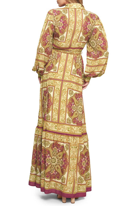 FLYING TOMATO Print Long Sleeve Maxi Dress