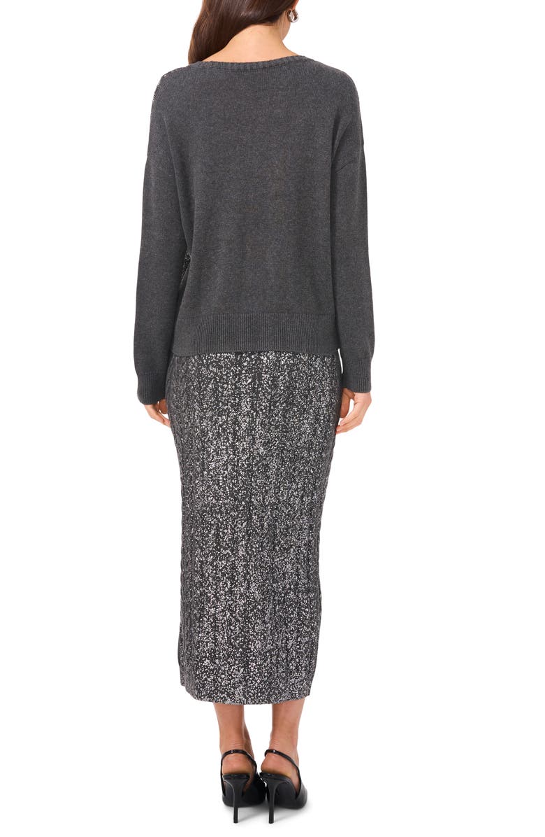 Vince Camuto Metallic Foil Cable Sweater