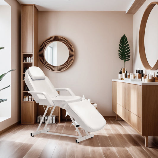 Walmart BarberPub Adjustable Massage Esthetician Table with Towel Hanger, Removable Headrest, Professional Tattoo Chair Facial Lash Bed, Multi-Purpose Spa Beauty Spa Salon Equipment, White