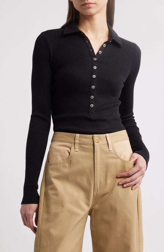 rag & bone The Essential Rib Long Sleeve Polo