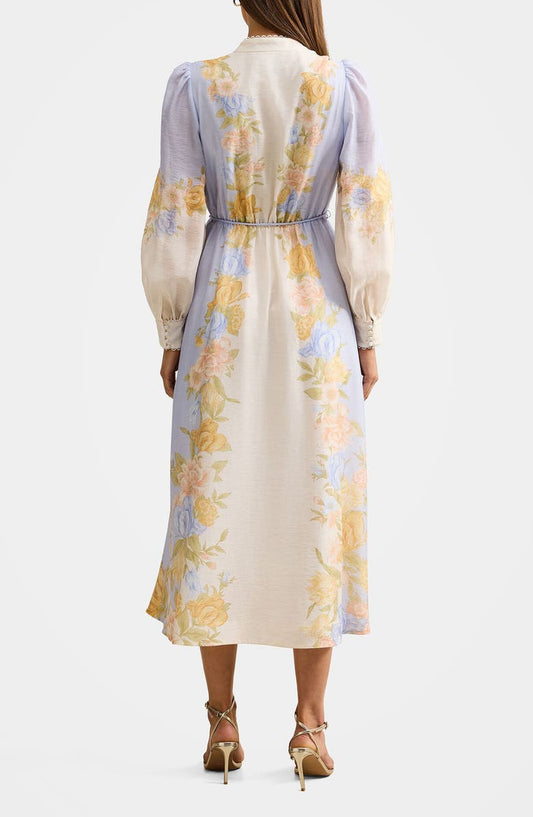 Courtney Placed Floral Long Sleeve Dress