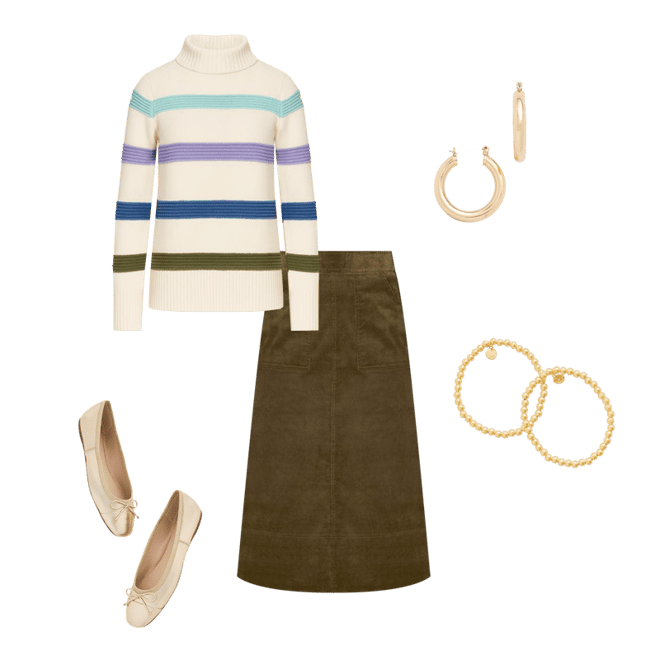 Corduroy Fit & Flare Skirt
