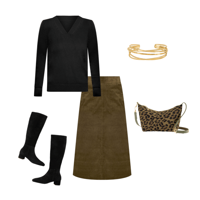 Corduroy Fit & Flare Skirt