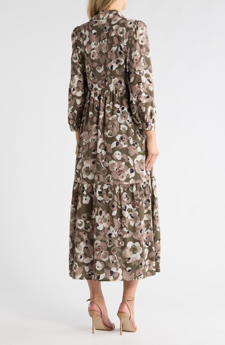 AREA STARS Keri Floral Long Sleeve Tiered Shirtdress