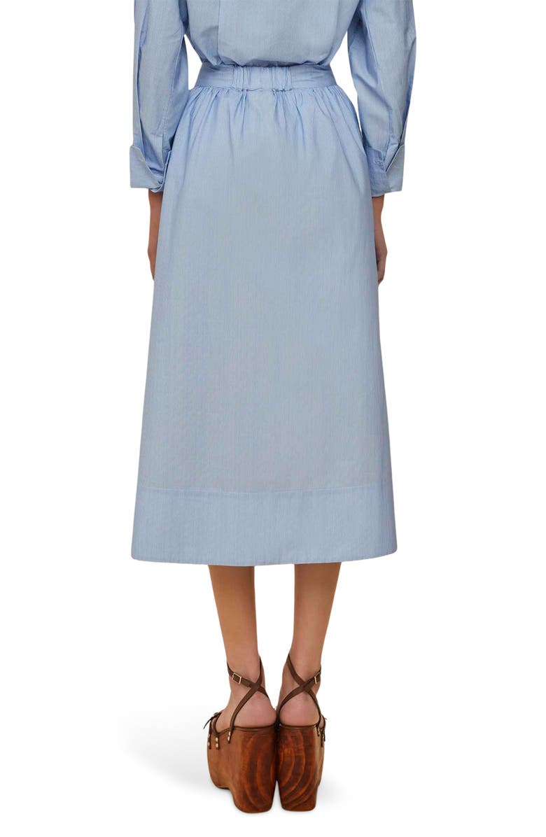 FARM Rio Blue Banana Cocina Stripe Cotton Midi Skirt