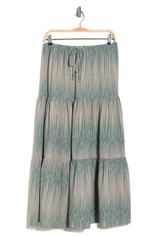 Adrianna Papell Tiered Drawstring Maxi Skirt, Alternate, color, Pebble/ Aqua Vertical