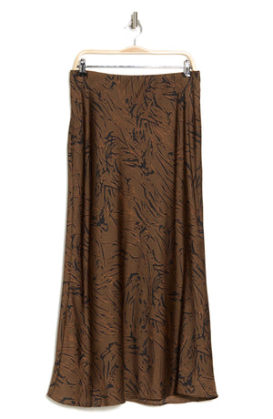 NORDSTROM RACK Satin Maxi Skirt, Alternate, color, Brown- Black Malia Abstract