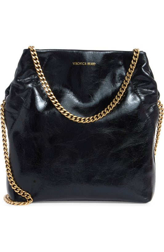 Veronica Beard Small Slouch Metallic Convertible Leather Shoulder Bag