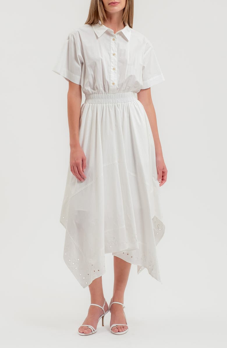 ZOE AND CLAIRE Handkerchief Hem Shirtdress