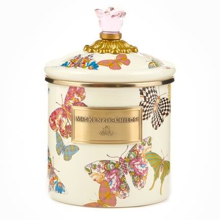Butterfly Garden Medium Canister - White