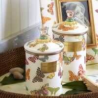 Butterfly Garden Medium Canister - White