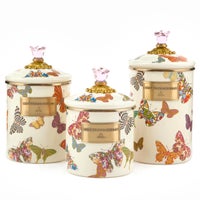 Butterfly Garden Medium Canister - White