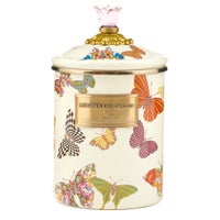 Butterfly Garden Medium Canister - White