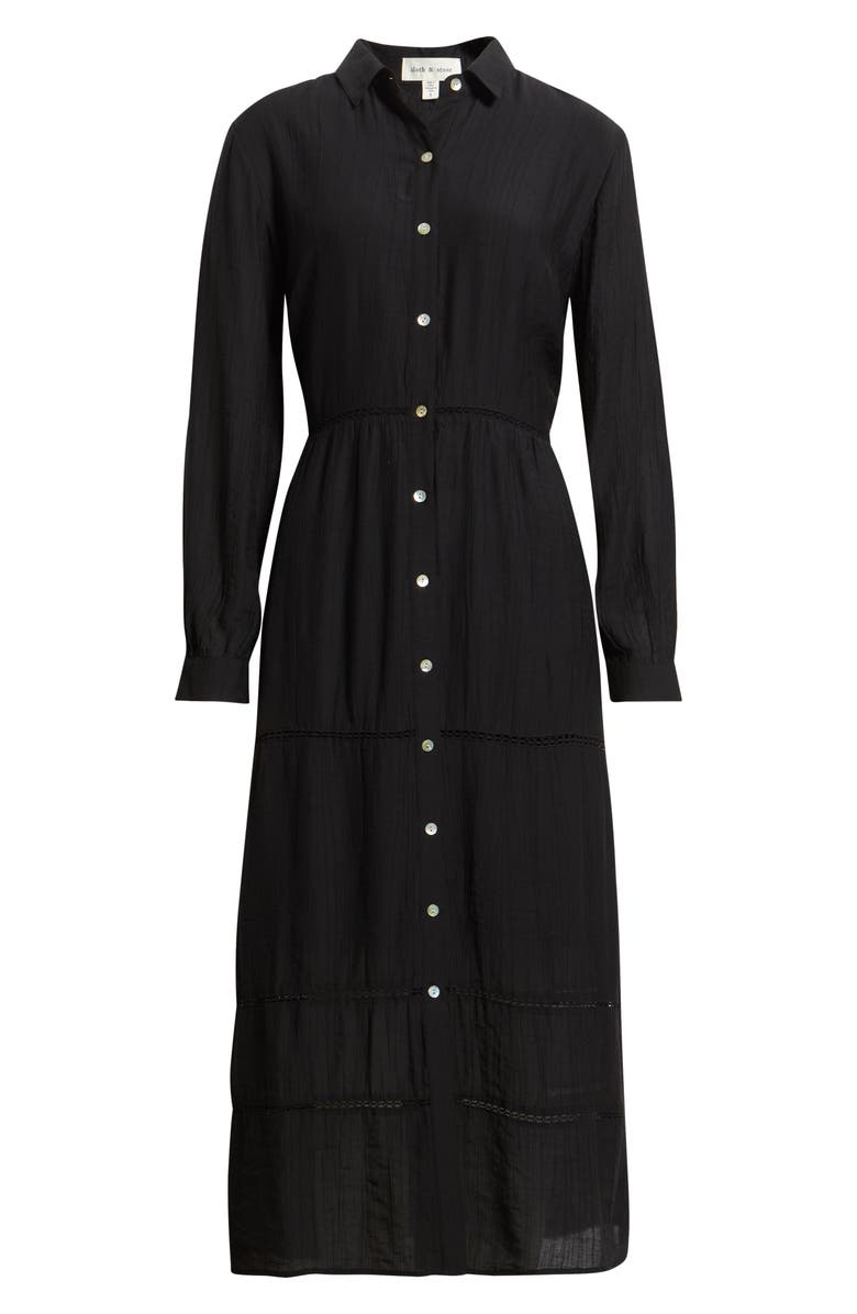 Cloth & Stone Ladder Stitch Long Sleeve Midi Shirtdress