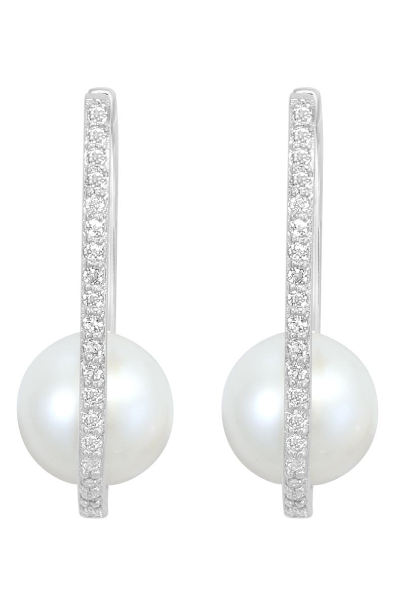 EFFY Sterling Silver White Topaz & Freshwater Pearl Drop Earrings