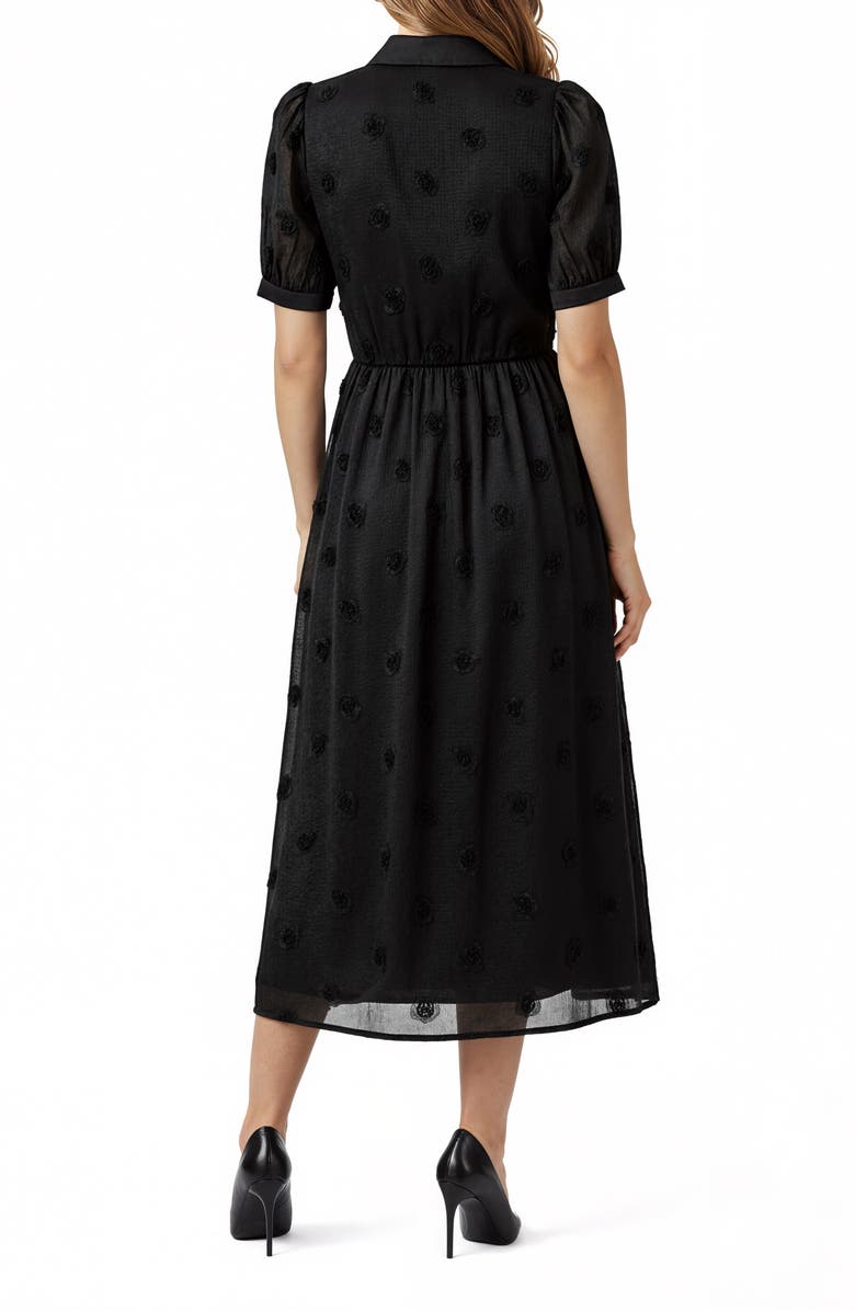 Mila Mae 3D Flower Puff Sleeve Midi Shirtdress