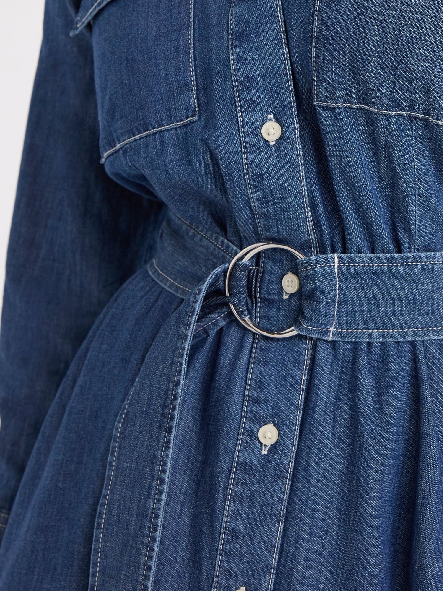 thumbnail image 7 of Free Assembly Women's and Women's Plus Belted Denim Midi Shirtdress with Long Sleeves, Sizes XS-4X, 7 of 7