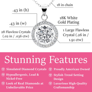 thumbnail image 3 of Cate & Chloe Blake 18k White Gold Plated Halo Pendant Necklace with Simulated Crystals for Women, 3 of 8