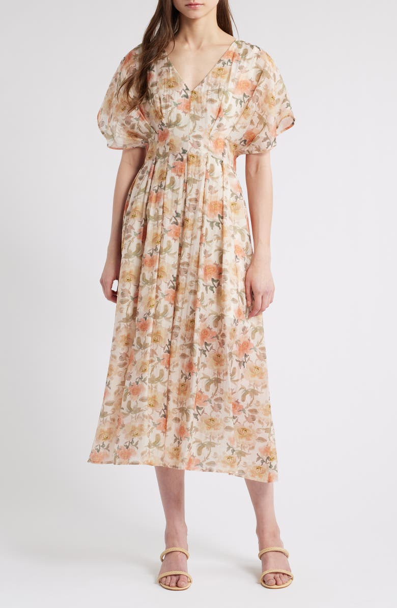 Mila Mae Floral Dolman Sleeve Midi Dress