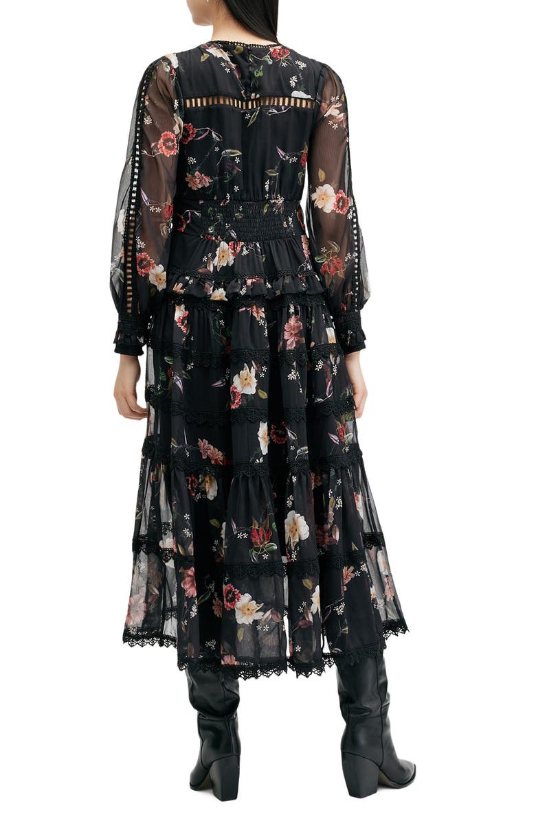 AllSaints Zora Long Sleeve Tiered Dress