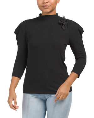 Rosette Three-quarter Sleeve Top