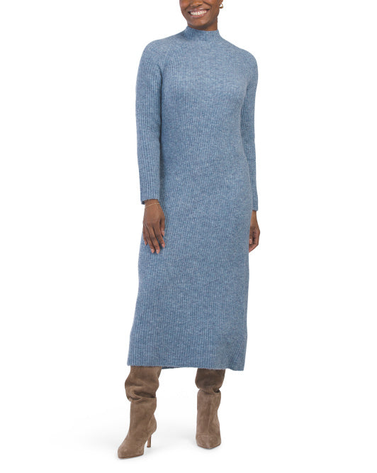 High Collar Mohair Blend Dress