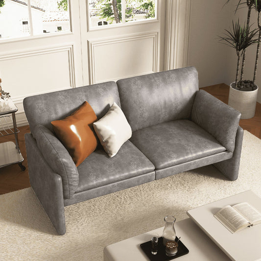 Walmart AECOJOY 68" Loveseat Sofa Couch for living room leather couch with Soft Cushions & Thick Armrests in Grey