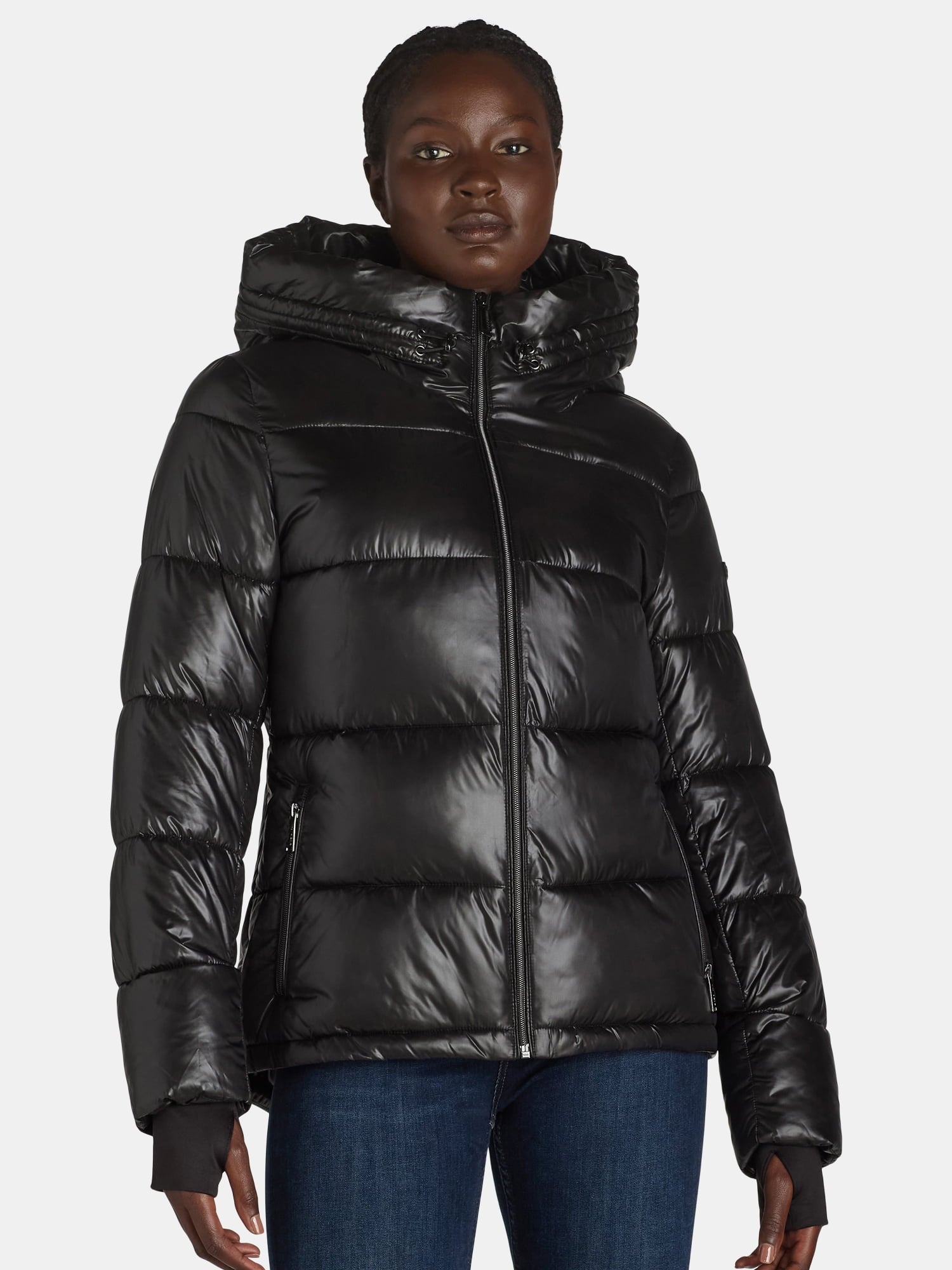 thumbnail image 4 of BCBG Paris Women's and Women's Plus Hooded Puffer Jacket, Heavyweight, Sizes S-3X, 4 of 8