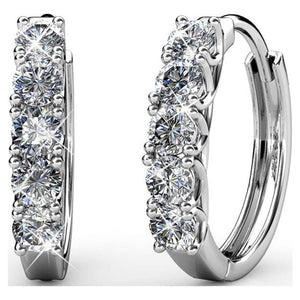 thumbnail image 1 of Cate & Chloe Bethany 18k White Gold Plated Hoop Earrings with Swarovski Crystals Gift for Women, 1 of 7