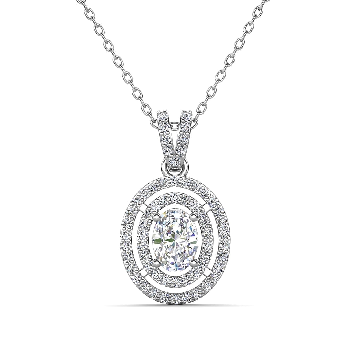 Walmart Cate & Chloe Zelda 18k White Gold Plated Pendant Necklace with Simulated Diamond Crystal for Women