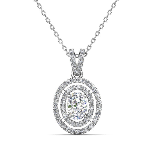 Walmart Cate & Chloe Zelda 18k White Gold Plated Pendant Necklace with Simulated Diamond Crystal for Women