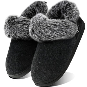 thumbnail image 1 of Ecetana Women's Fuzzy Memory Foam Closed Back Slippers Faux Fur Lined House Shoes, 1 of 6