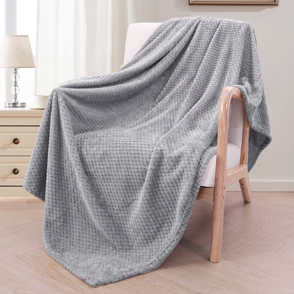 thumbnail image 1 of Exclusivo Mezcla Waffle Textured Extra Large Fleece Blanket, Super Soft and Warm Throw Blanket for Couch, Sofa and Bed (Light Grey, 50"x70")-Cozy, Fuzzy and Lightweight, 1 of 9